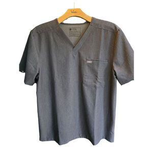 Men's FIGS Gray Short Sleeve V-Neck Scrub Top XL. unisex